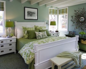 Intérieur de chambre blanc-vert de style Art Nouveau