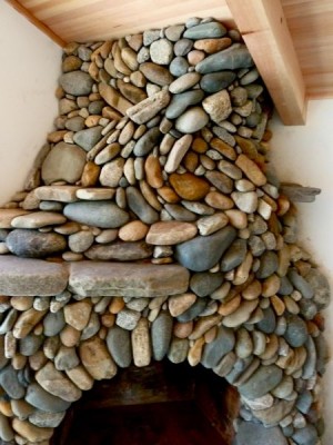 Stone fireplace