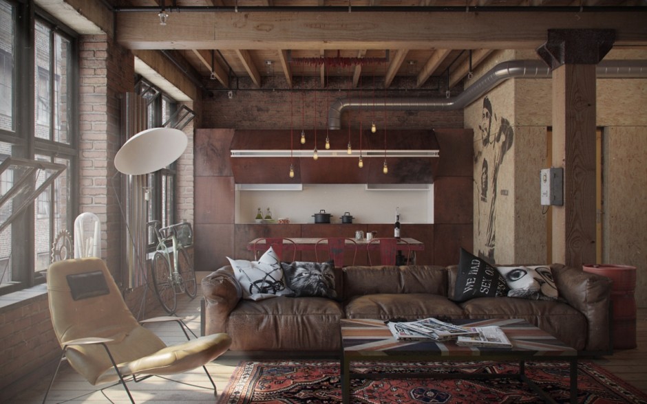 Style industriel dans la conception du loft