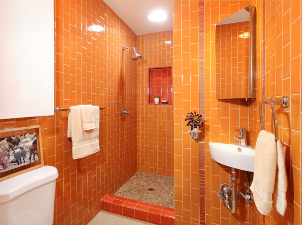 salle de bain orange