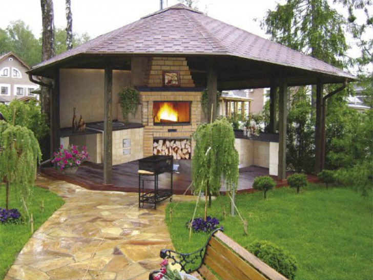 do-it-yourself gazebo na may barbecue