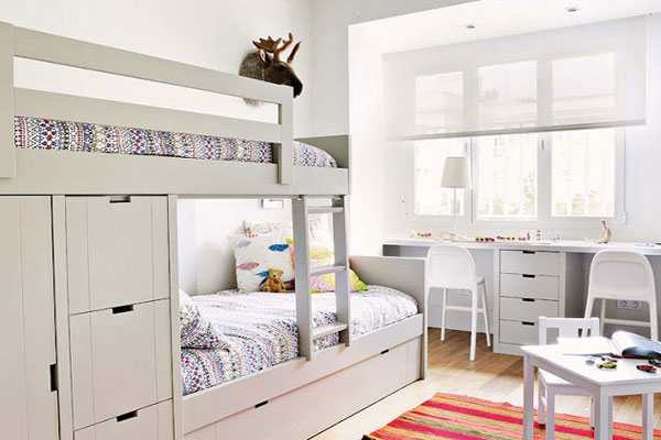 chambres d'enfants avec lits superposés