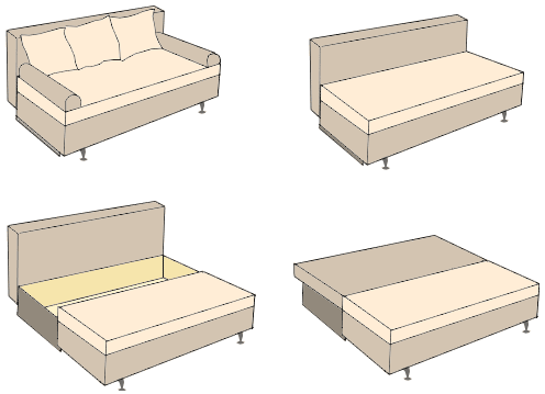 mga mekanismo ng pagbabago ng sofa