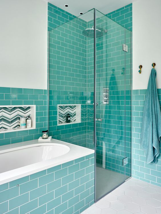 salle de bain turquoise