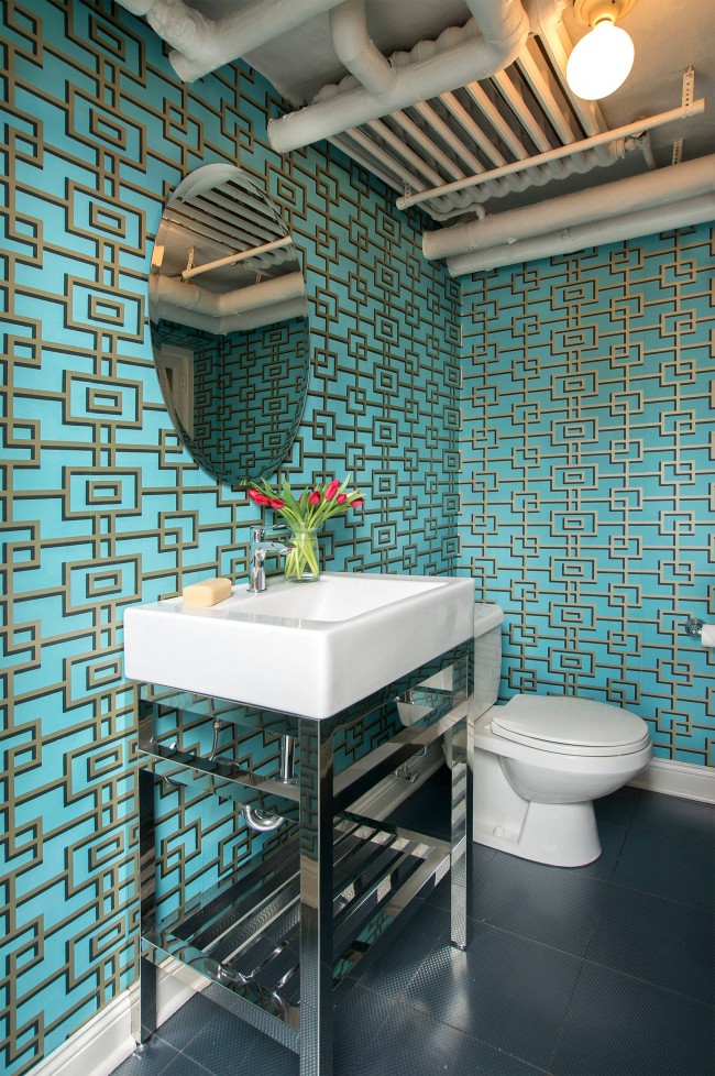 salle de bain turquoise