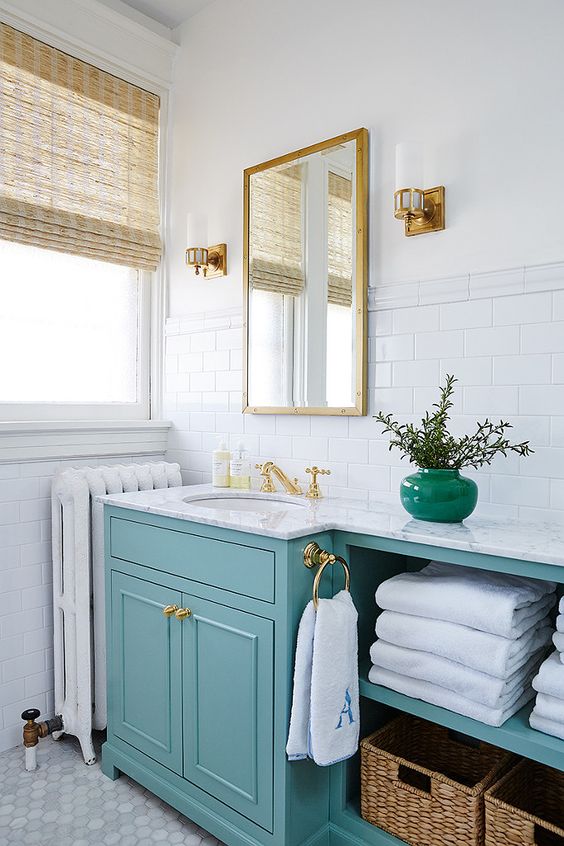 salle de bain turquoise