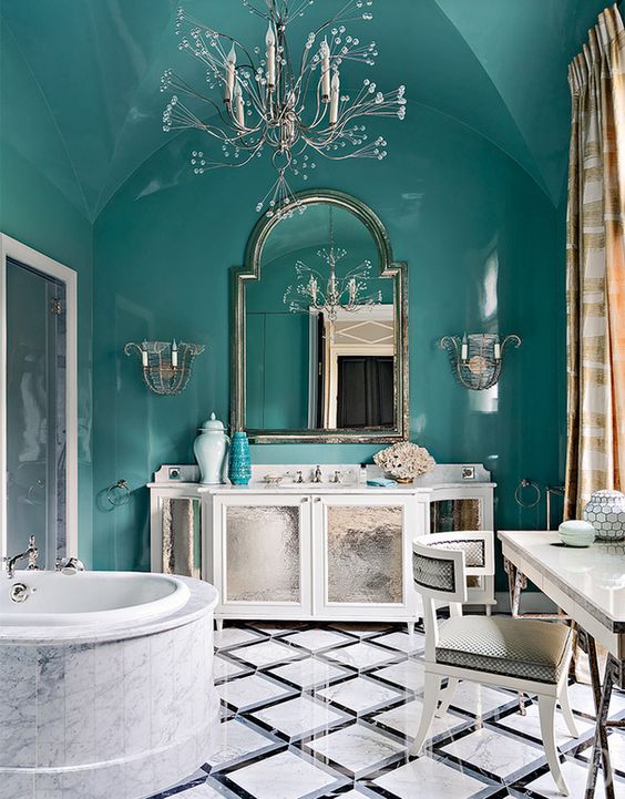 salle de bain turquoise