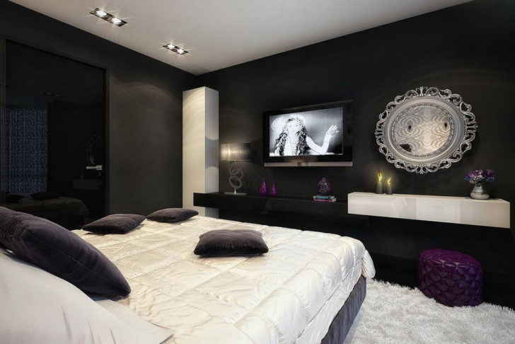 chambre aux couleurs sombres