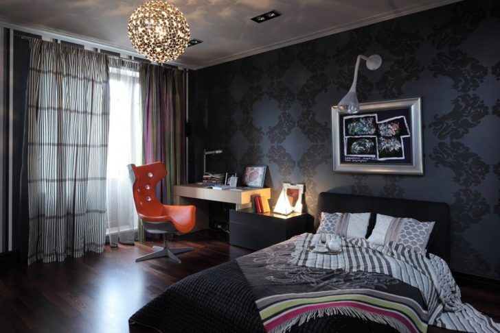 chambre aux couleurs sombres