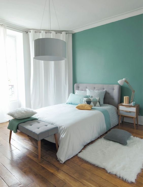 chambre aux couleurs menthe