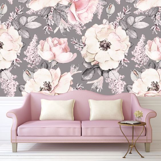 floral na wallpaper sa interior