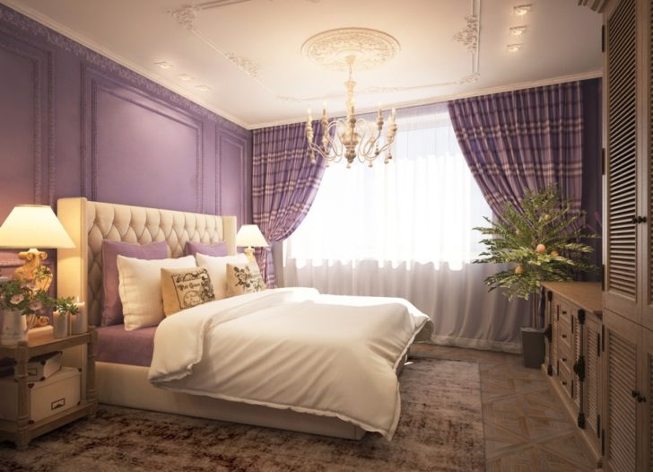 lilac na wallpaper sa interior