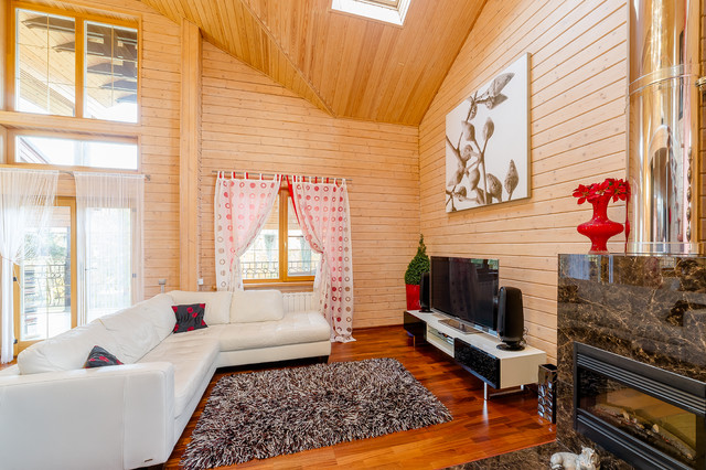 salon dans une maison en bois